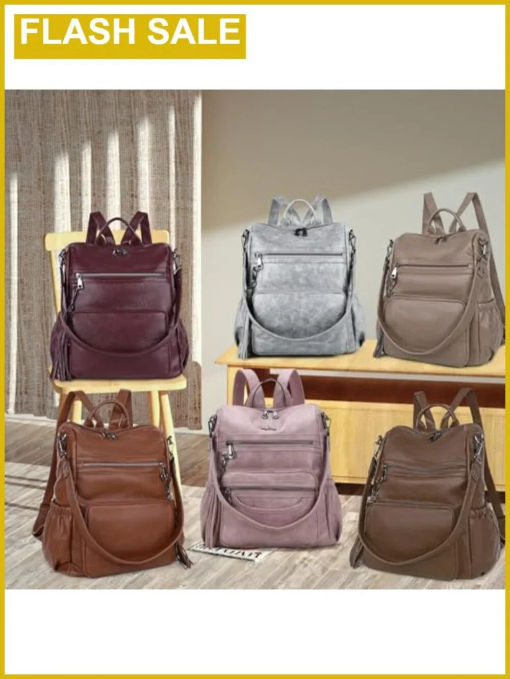 PU Leather Women's Backpack Purse - Casual Laptop Shoulder Bag Travel